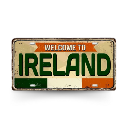 UK Ireland Landmark License Plate • United Kingdom England Metal Sign • British Irish City Decorative Signage Wall Decor • Travel Souvenir • Papagaio Studio Design Shop