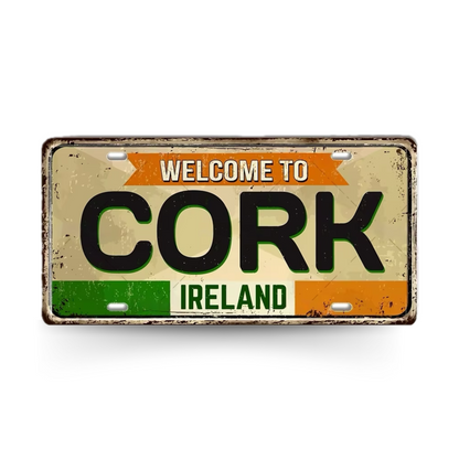 UK Ireland Landmark License Plate • United Kingdom England Metal Sign • British Irish City Decorative Signage Wall Decor • Travel Souvenir • Papagaio Studio Design Shop