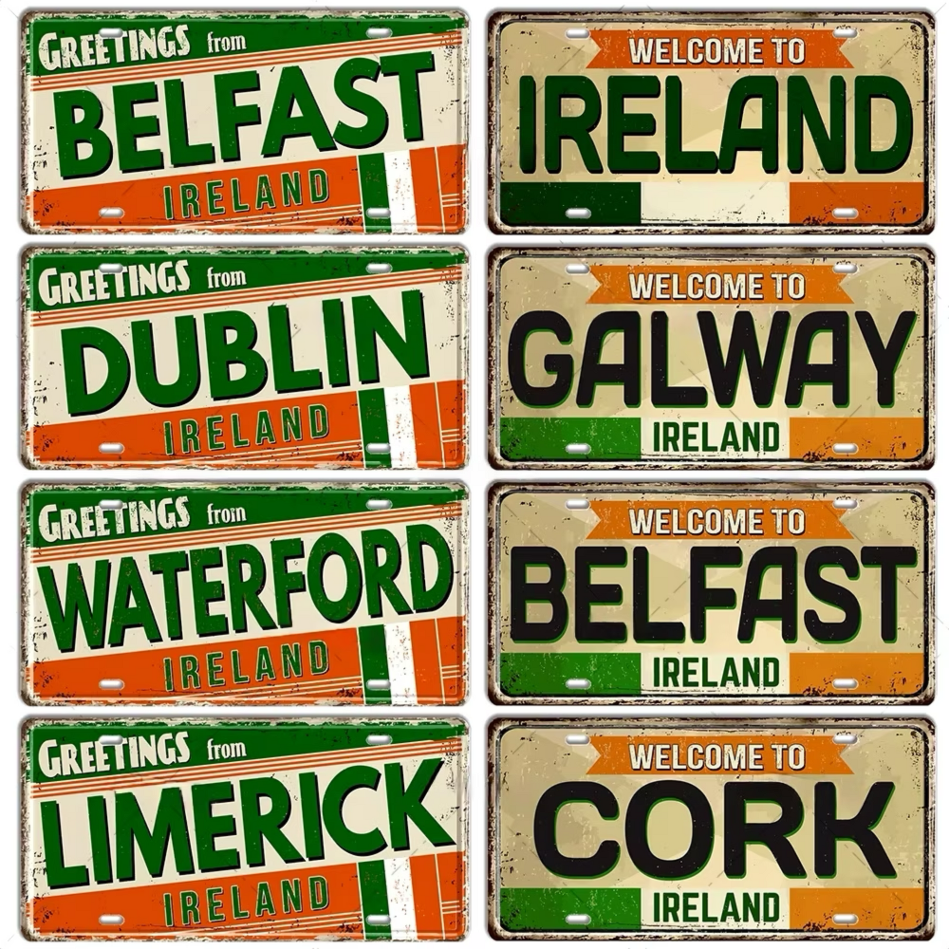 UK Ireland Landmark License Plate • United Kingdom England Metal Sign • British Irish City Decorative Signage Wall Decor • Travel Souvenir • Papagaio Studio Design Shop