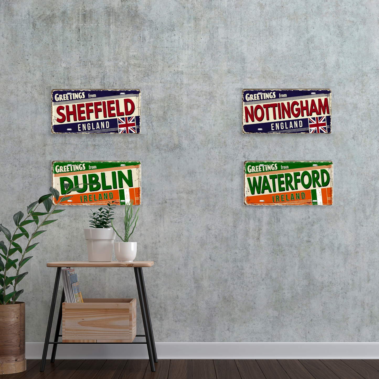 UK Ireland Landmark License Plate • United Kingdom England Metal Sign • British Irish City Decorative Signage Wall Decor • Travel Souvenir • Papagaio Studio Design Shop