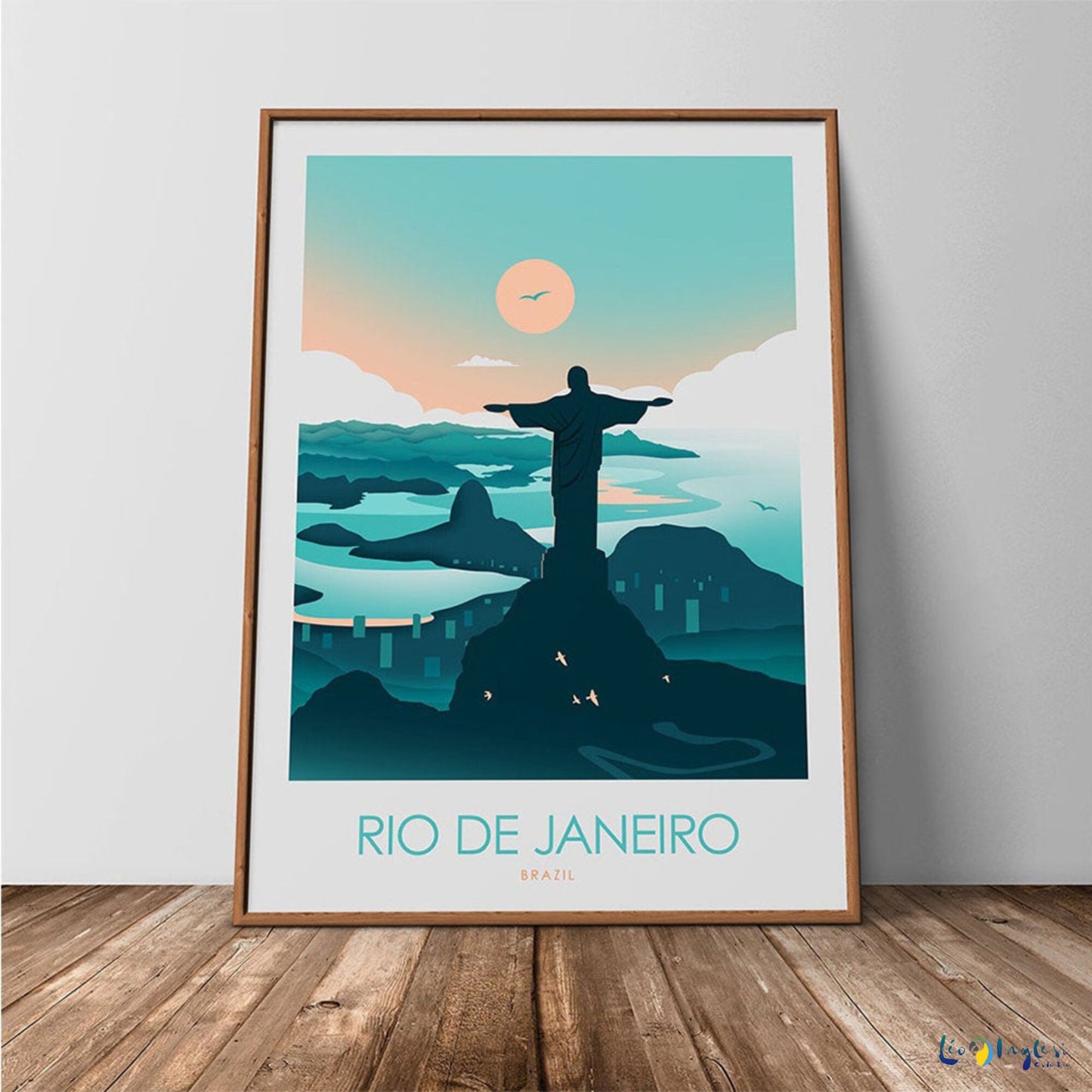 Rio De Janeiro Vintage Travel Poster | Premium Canvas Green, Blue, and Orange Brazilian Wall Art Print Of Rio, Brazil, South America