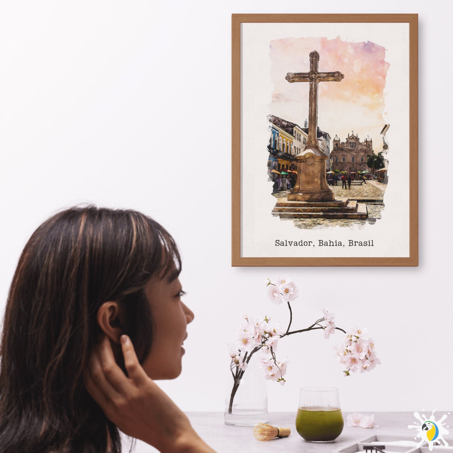 Salvador Bahia Watercolor Painting • Largo Do Pelourinho Premium Canvas Print • Brazil Travel Poster • Brazilian City Trip Souvenir Gift