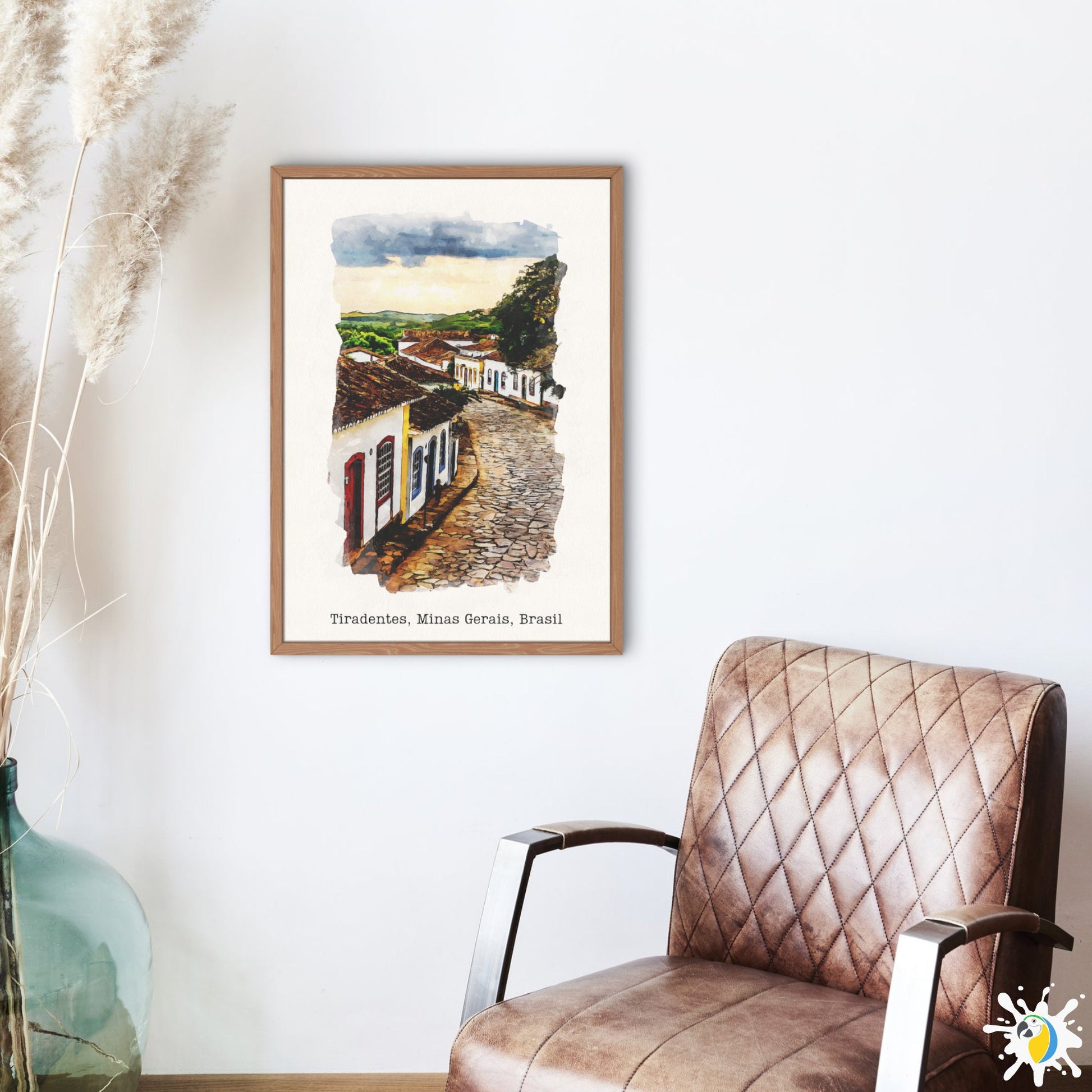 Tiradentes MG Watercolor Painting • Minas Gerais Brasil Premium Canvas Print • Brazil Travel Poster • Brazilian City Trip Souvenir Gift • Papagaio Studio Shop