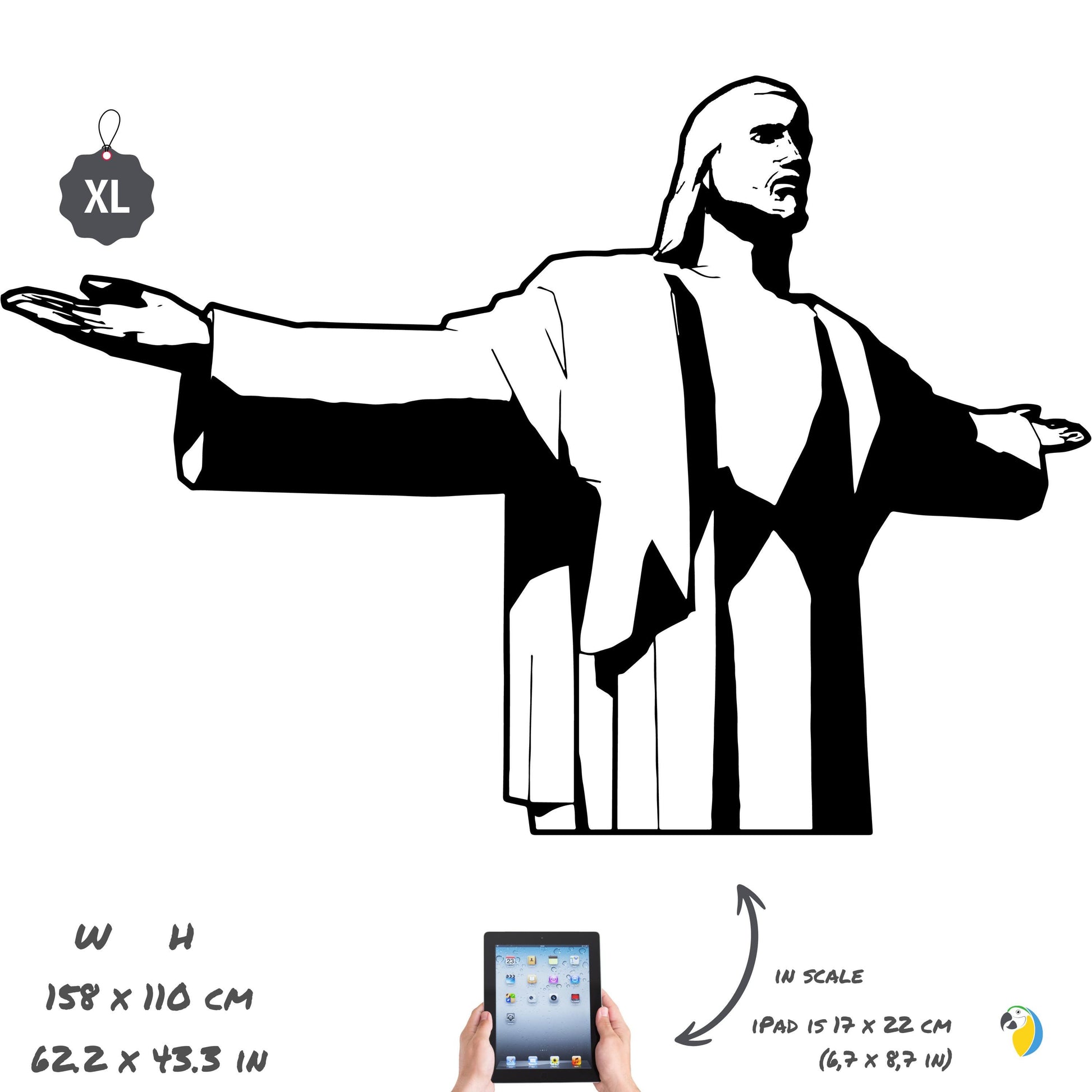 Christ The Redeemer Wall Sticker • Christian Wall Art Decal • Brazil Rio De Janeiro Vinyl Art • Home Shop Decor Easy-To-Apply Adhesive • Papagaio Studio Design Shop