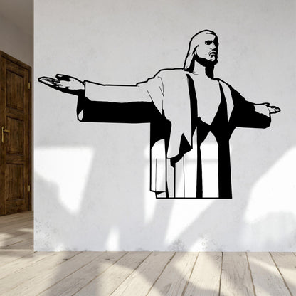 Christ The Redeemer Wall Sticker • Christian Wall Art Decal • Brazil Rio De Janeiro Vinyl Art • Home Shop Decor Easy-To-Apply Adhesive • Papagaio Studio Design Shop