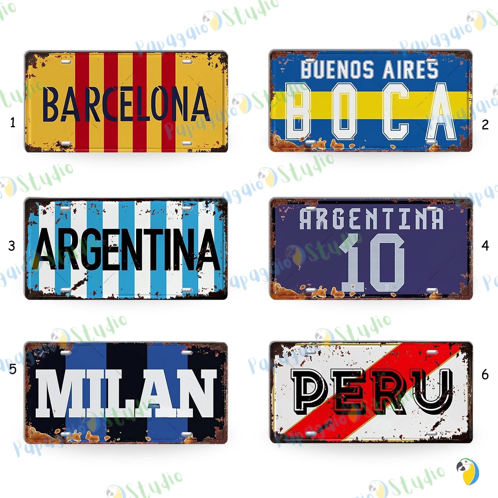 Vintage Football City License Plate Tin Sign • Metal Print Gift For Soccer Fan • Sports Decorative Plaque • Papagaio Studio Design Shop