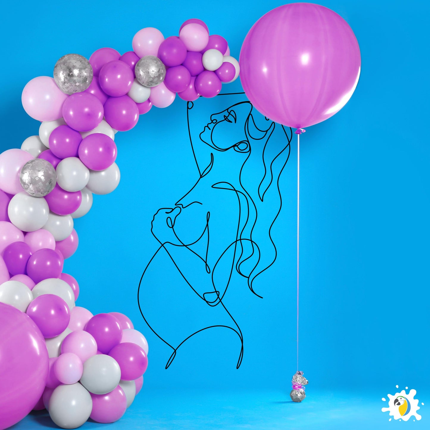 Pregnant Woman Silhouette Wall Sticker • DIY Gender Reveal Party Or Baby Shower Reception Mural Vinyl Decal • Easy-To-Apply Adhesive Decor • Papagaio Studio Design Shop