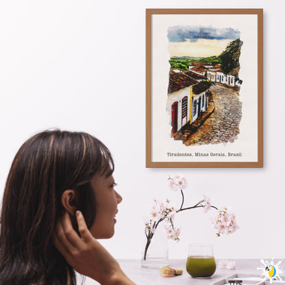 Tiradentes MG Watercolor Painting • Minas Gerais Brasil Premium Canvas Print • Brazil Travel Poster • Brazilian City Trip Souvenir Gift • Papagaio Studio Shop