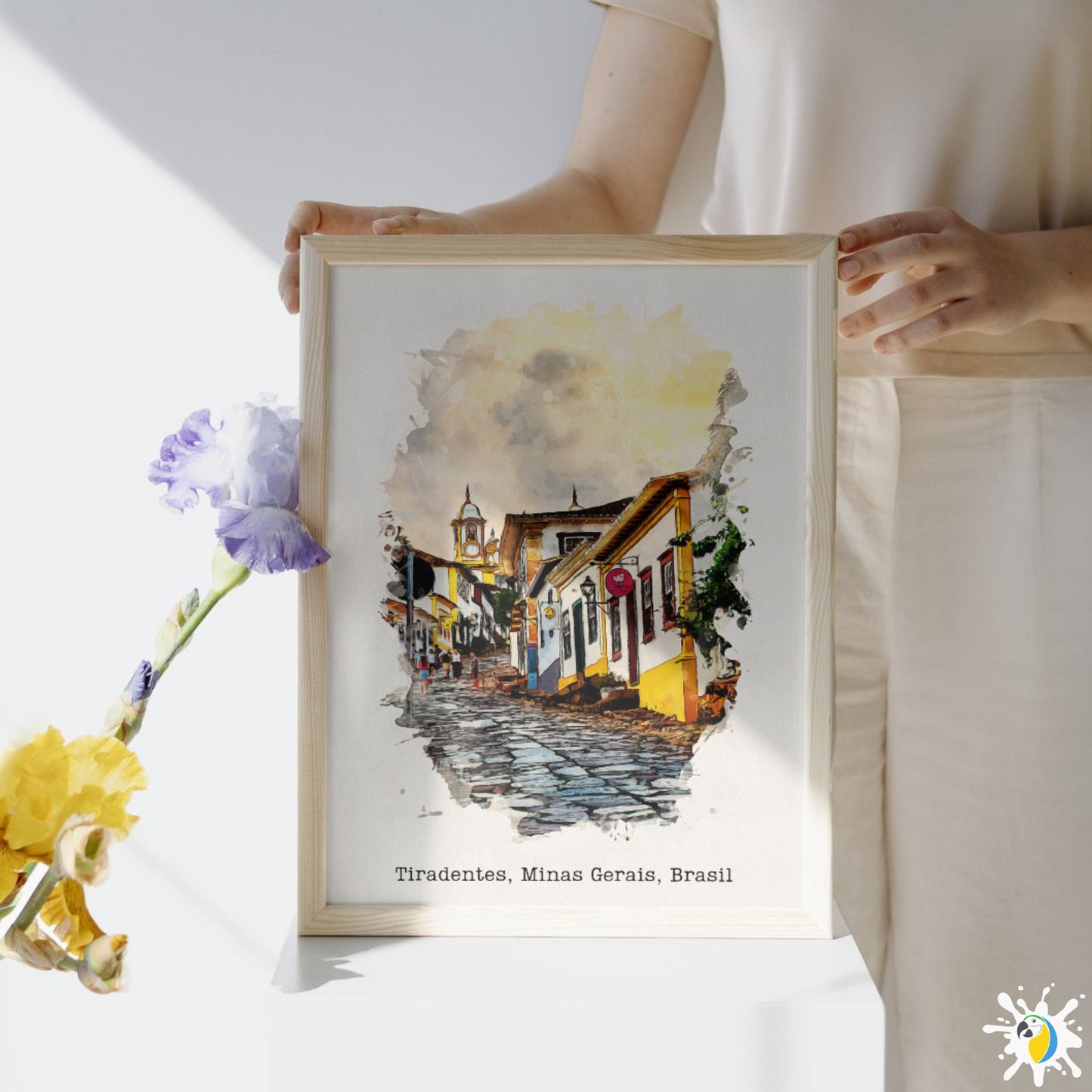 Minas Gerais Brasil Premium Canvas Print • Tiradentes MG Watercolor Painting • Brazil Travel Poster • Brazilian City Trip Souvenir Gift • Papagaio Studio Shop