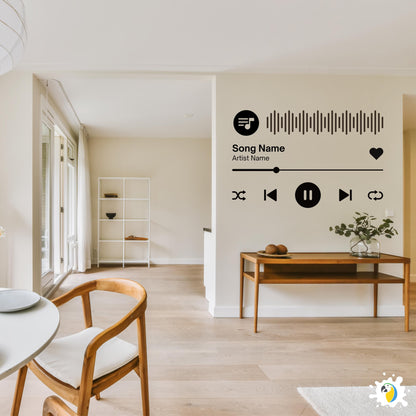 Personalized Music Player Wall Sticker • Custom Song And Artist Name Vinyl Decal • DIY Easy-To-Apply Audio Control Buttons Adhesive Decor • Papagaio Studio Design Shop