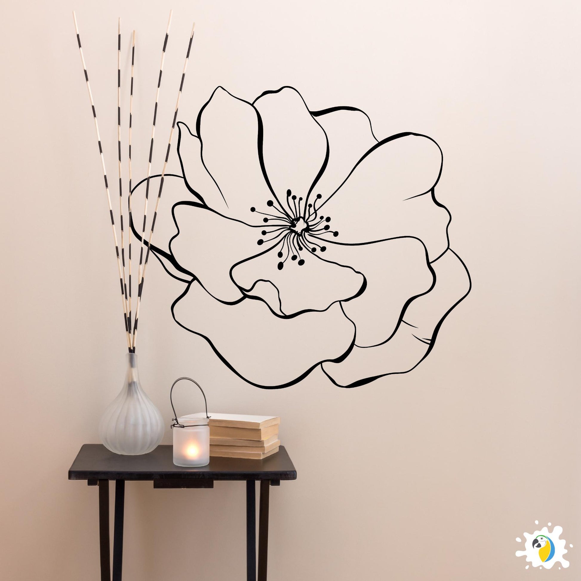 Hibiscus Flower Wall Sticker • Tropical Plant Decal For Boho Home Decor • Creative Floral Adhesive Vinyl Graphics Easy-To-Install Decoration • Papagaio Studio Design Shop