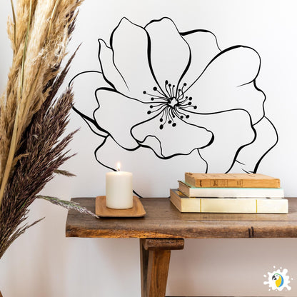 Hibiscus Flower Wall Sticker • Tropical Plant Decal For Boho Home Decor • Creative Floral Adhesive Vinyl Graphics Easy-To-Install Decoration • Papagaio Studio Design Shop