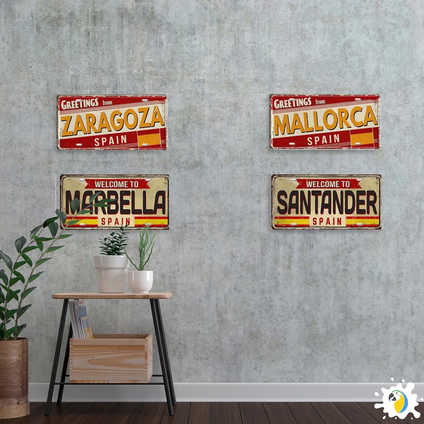 Spain Landmark License Plate Tin Sign • Spanish City Metal Print • Euro Trip Souvenir • Decorative Plaque Wall Decor • Europe Traveler Gift • Papagaio Studio Design Shop