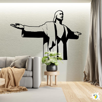 Christ The Redeemer Wall Sticker • Christian Wall Art Decal • Brazil Rio De Janeiro Vinyl Art • Home Shop Decor Easy-To-Apply Adhesive • Papagaio Studio Design Shop