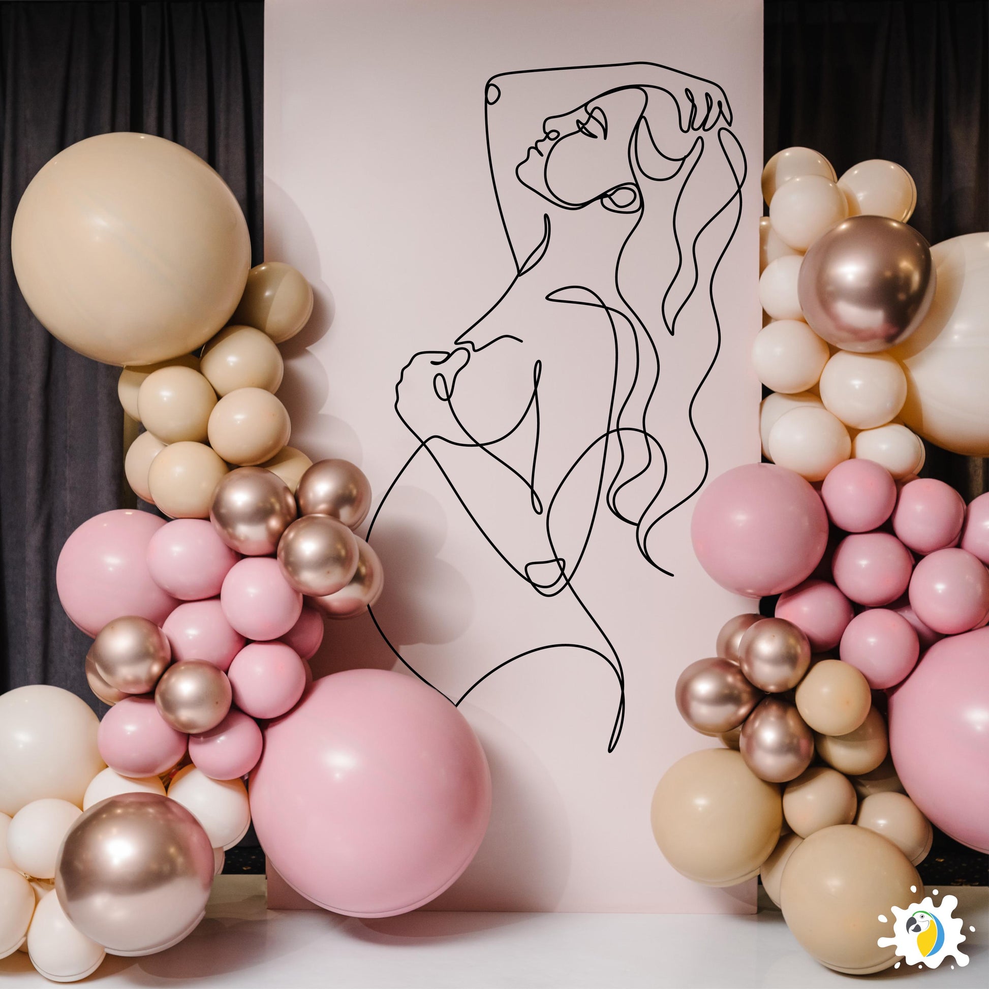 Pregnant Woman Silhouette Wall Sticker • DIY Gender Reveal Party Or Baby Shower Reception Mural Vinyl Decal • Easy-To-Apply Adhesive Decor • Papagaio Studio Design Shop