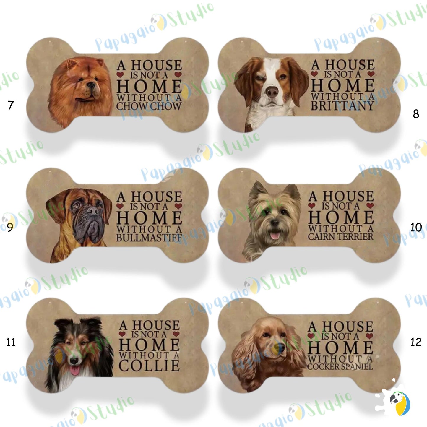 A House is Not a Home Without a Dog Wooden Hanging Sign • Personalized Bone-Shaped Canine Breed Wood Decor • Cozy Rustic Home Pet Lover Gift • Papagaio Studio Decor Shop