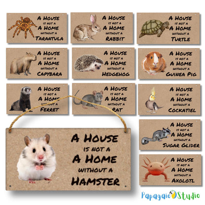 Exotic Pet Wooden Hanging Sign • Pet Lover Home Decor • Hamster, Turtle, Chinchilla, Guinea Pig, Ferret, Rabbit Indoor & Outdoor Wall Plaque • Papagaio Studio Design Shop