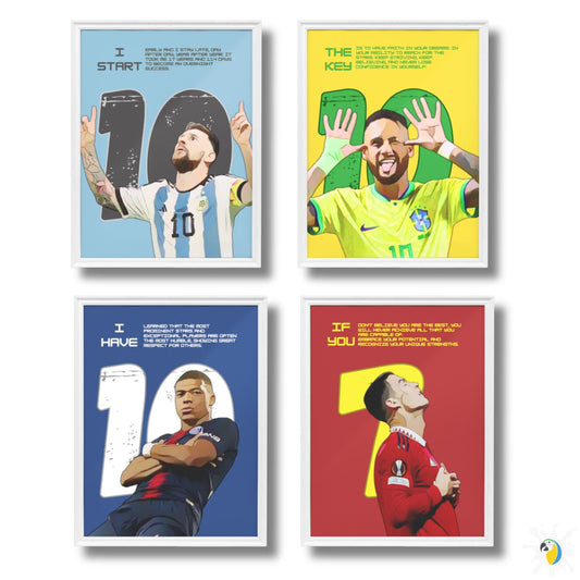 Iconic Soccer Player Posters • Football Inspirational Quote Canvas Print • Motivational Brazil, Portugal, France & Argentina Sports Wall Art • Papagaio Studio Design Shop