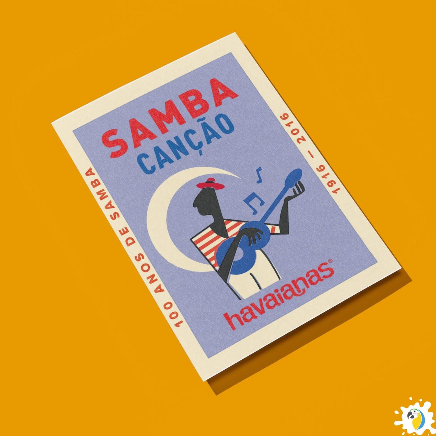 100 Years Of Samba Celebration Posters • Brazilian Music Retro Flip Flops Ad Print • Brazil Vintage Musical Wall Art • Bohemian Decor Canvas • Papagaio Studio Digital Design Shop