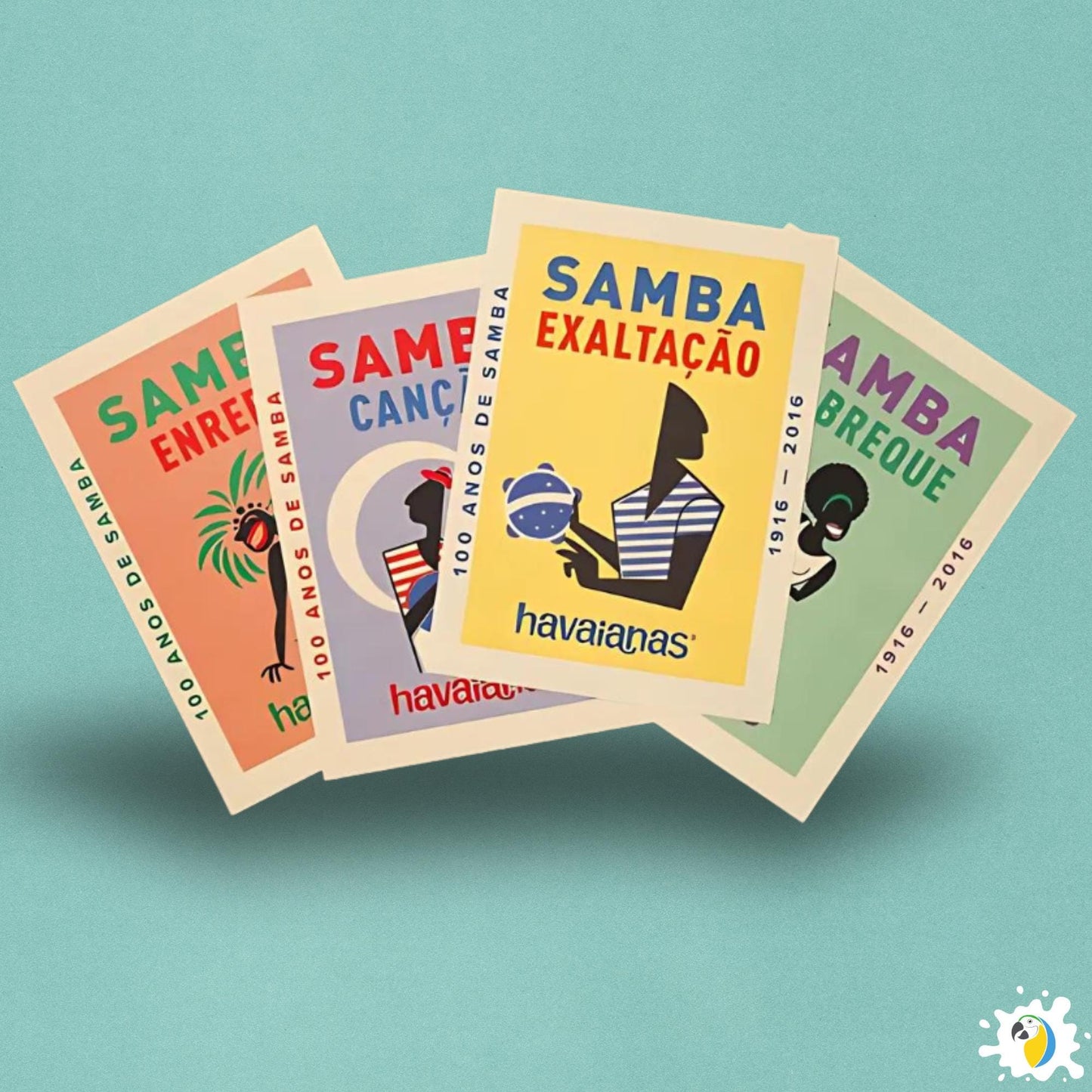 100 Years Of Samba Celebration Posters • Brazilian Music Retro Flip Flops Ad Print • Brazil Vintage Musical Wall Art • Bohemian Decor Canvas • Papagaio Studio Digital Design Shop