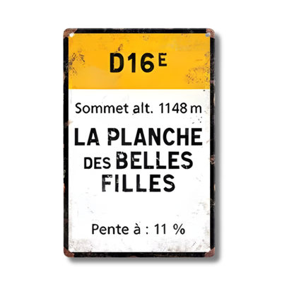 Iconic Alpine Cycling Climb Metal Sign – Vintage Road Plaque with Classic Mountain Pass Landmarks (Stelvio, Galibier, Tourmalet, Croix de Fer & More) – 11.8" x 7.8" (30 x 20 cm) Tin Wall Decor