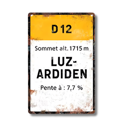 Iconic Alpine Cycling Climb Metal Sign – Vintage Road Plaque with Classic Mountain Pass Landmarks (Stelvio, Galibier, Tourmalet, Croix de Fer & More) – 11.8" x 7.8" (30 x 20 cm) Tin Wall Decor