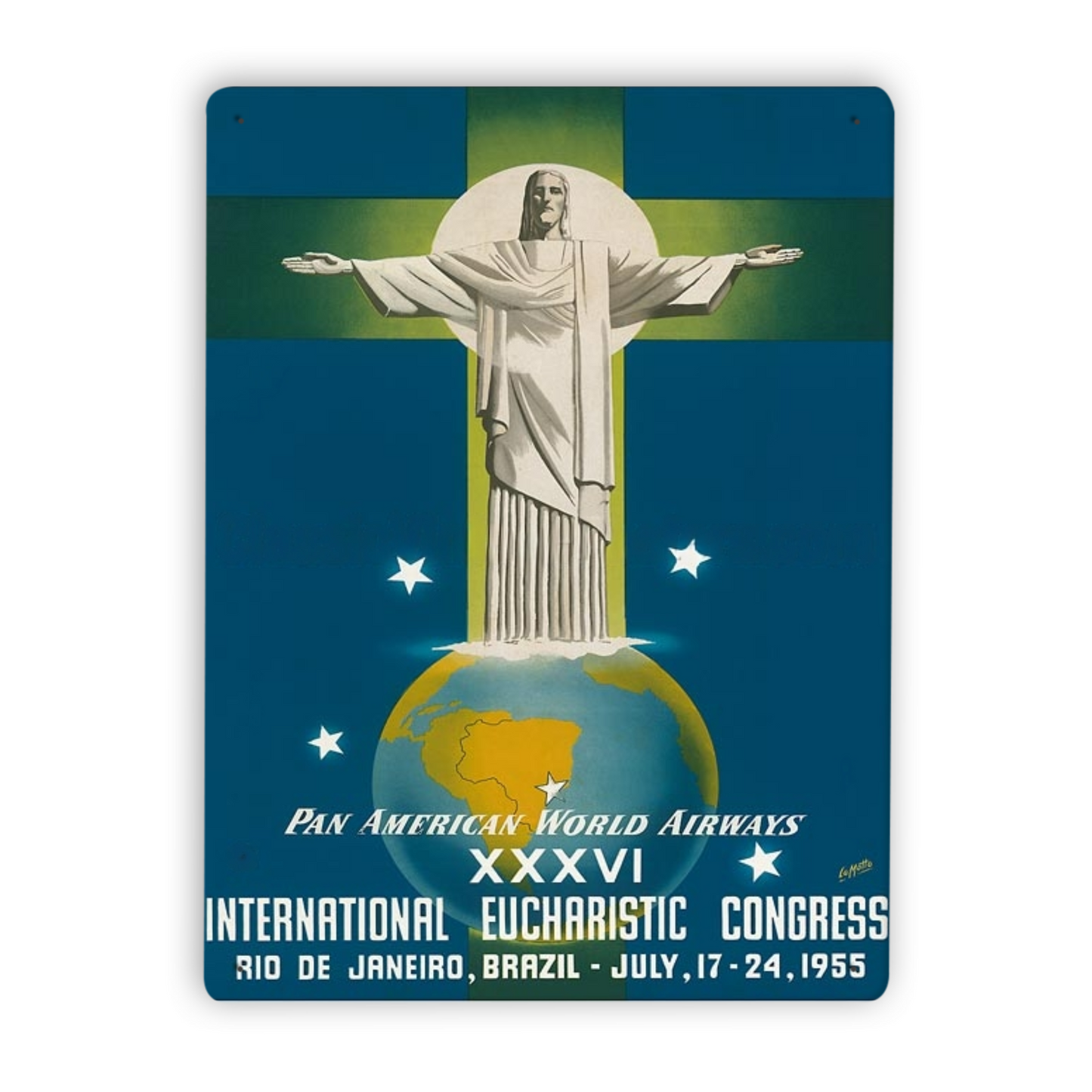Pan Am Brazil South America Rio Vintage Travel Metal Posters • 1950s Aviation Tin Signs •