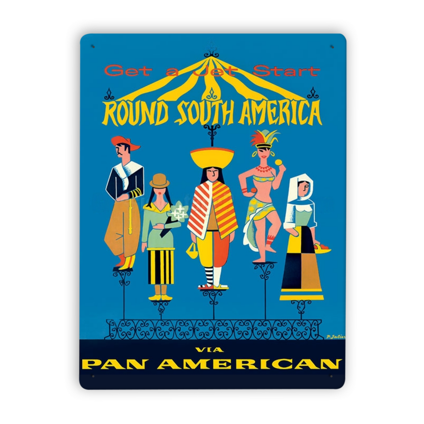Pan Am Brazil South America Rio Vintage Travel Metal Posters • 1950s Aviation Tin Signs •