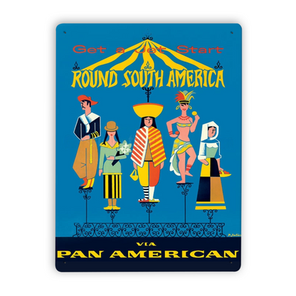 Pan Am Brazil South America Rio Vintage Travel Metal Posters • 1950s Aviation Tin Signs •