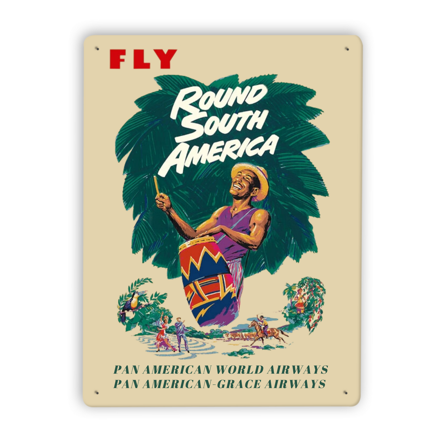 Pan Am Brazil South America Rio Vintage Travel Metal Posters • 1950s Aviation Tin Signs •