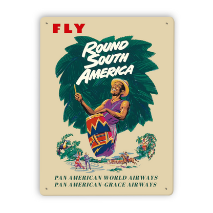 Pan Am Brazil South America Rio Vintage Travel Metal Posters • 1950s Aviation Tin Signs •