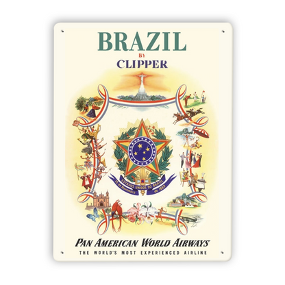 Pan Am Brazil South America Rio Vintage Travel Metal Posters • 1950s Aviation Tin Signs •