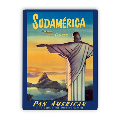Pan Am Brazil South America Rio Vintage Travel Metal Posters • 1950s Aviation Tin Signs •