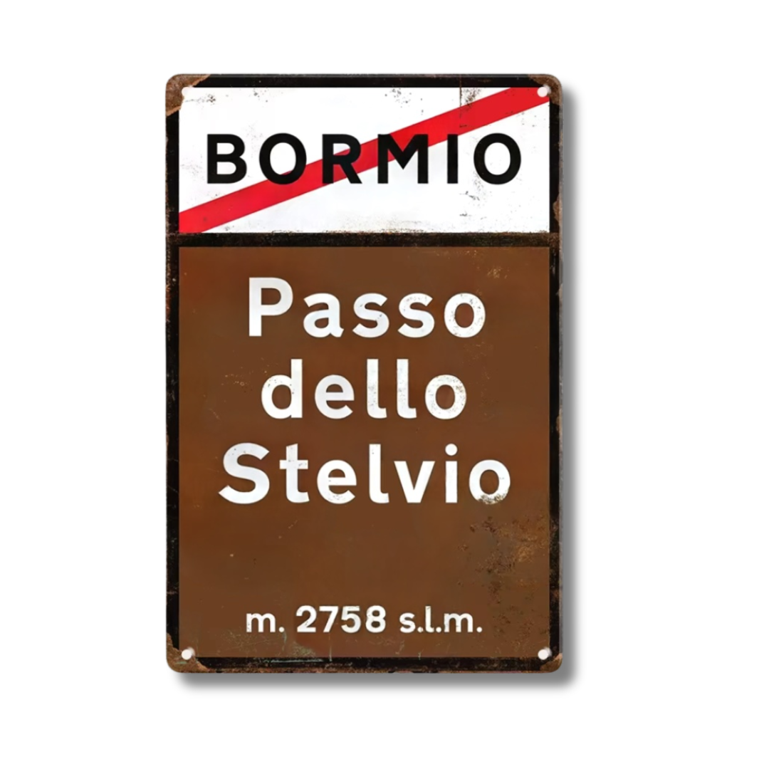 Iconic Alpine Cycling Climb Metal Sign – Vintage Road Plaque with Classic Mountain Pass Landmarks (Stelvio, Galibier, Tourmalet, Croix de Fer & More) – 11.8" x 7.8" (30 x 20 cm) Tin Wall Decor