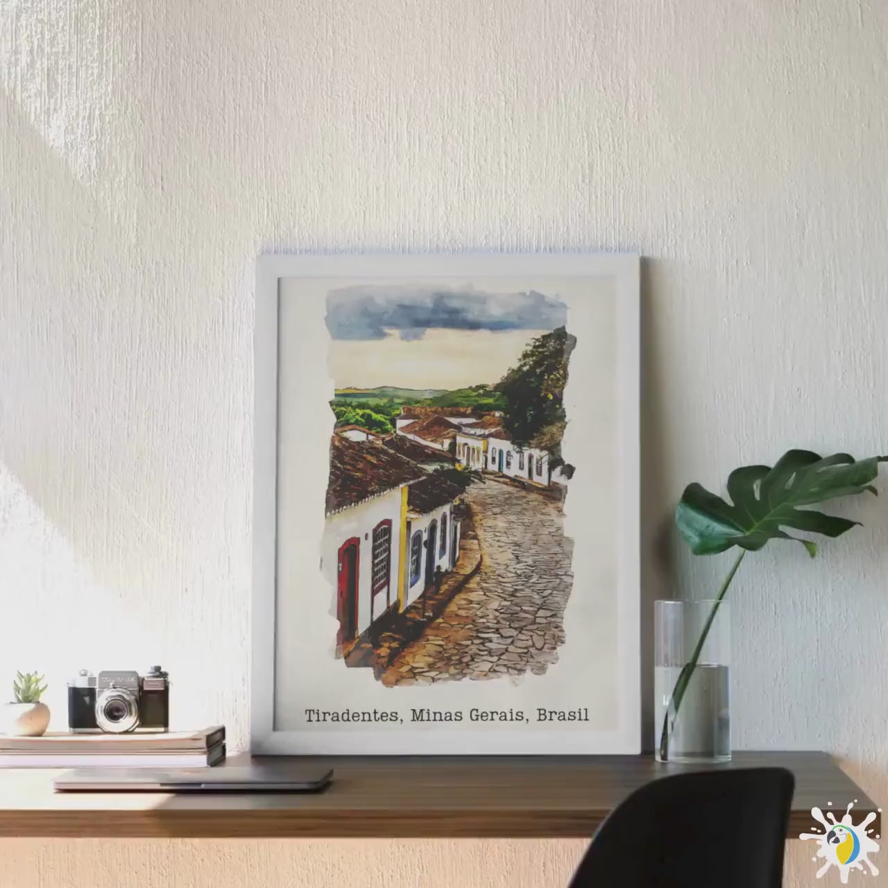 Tiradentes MG Watercolor Painting • Minas Gerais Brasil Premium Canvas Print •  Brazil Travel Poster • Brazilian City Trip Souvenir Gift