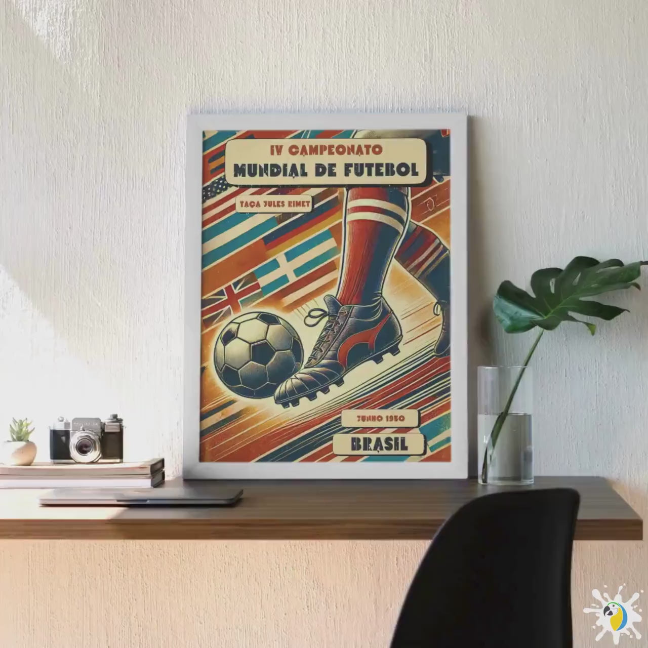 Vintage 1950 Brazil World Football Championship Canvas Print • Retro Soccer Wall Art • Brazilian World Cup Poster On Canvas