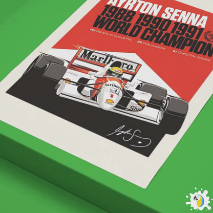 Ayrton Senna World Champion 1988, 1990, 1991 - Self-Adhesive Poster