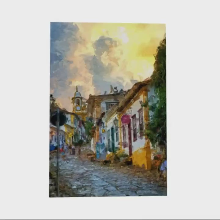 Impressionist Brazilian Painting | Yellow Sky Canvas Print | Minas Gerais Wall Art