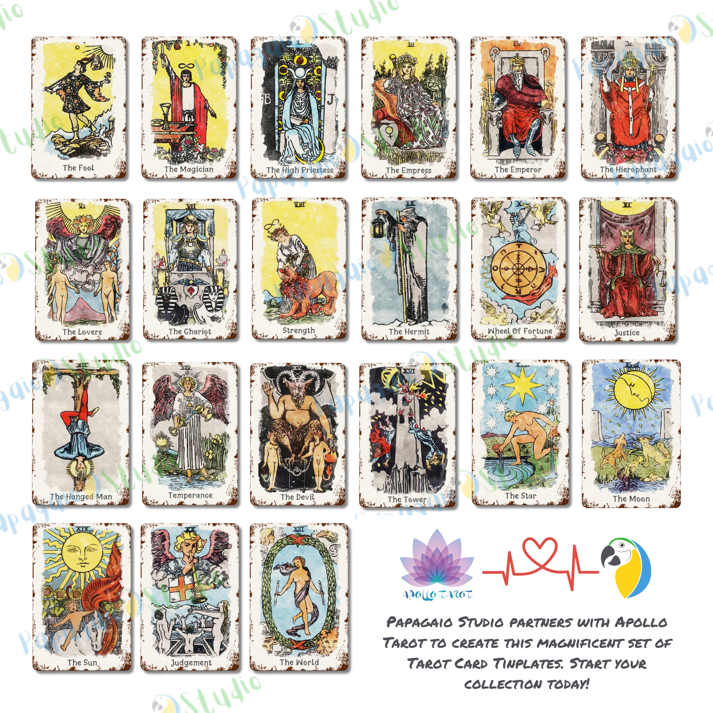 Tin Sign Of The Emperor Tarot Card • Major Arcana 4 Vintage Tinplate Painting • Papagaio Studio Shop