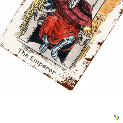 Tin Sign Of The Emperor Tarot Card • Major Arcana 4 Vintage Tinplate Painting • Papagaio Studio Shop