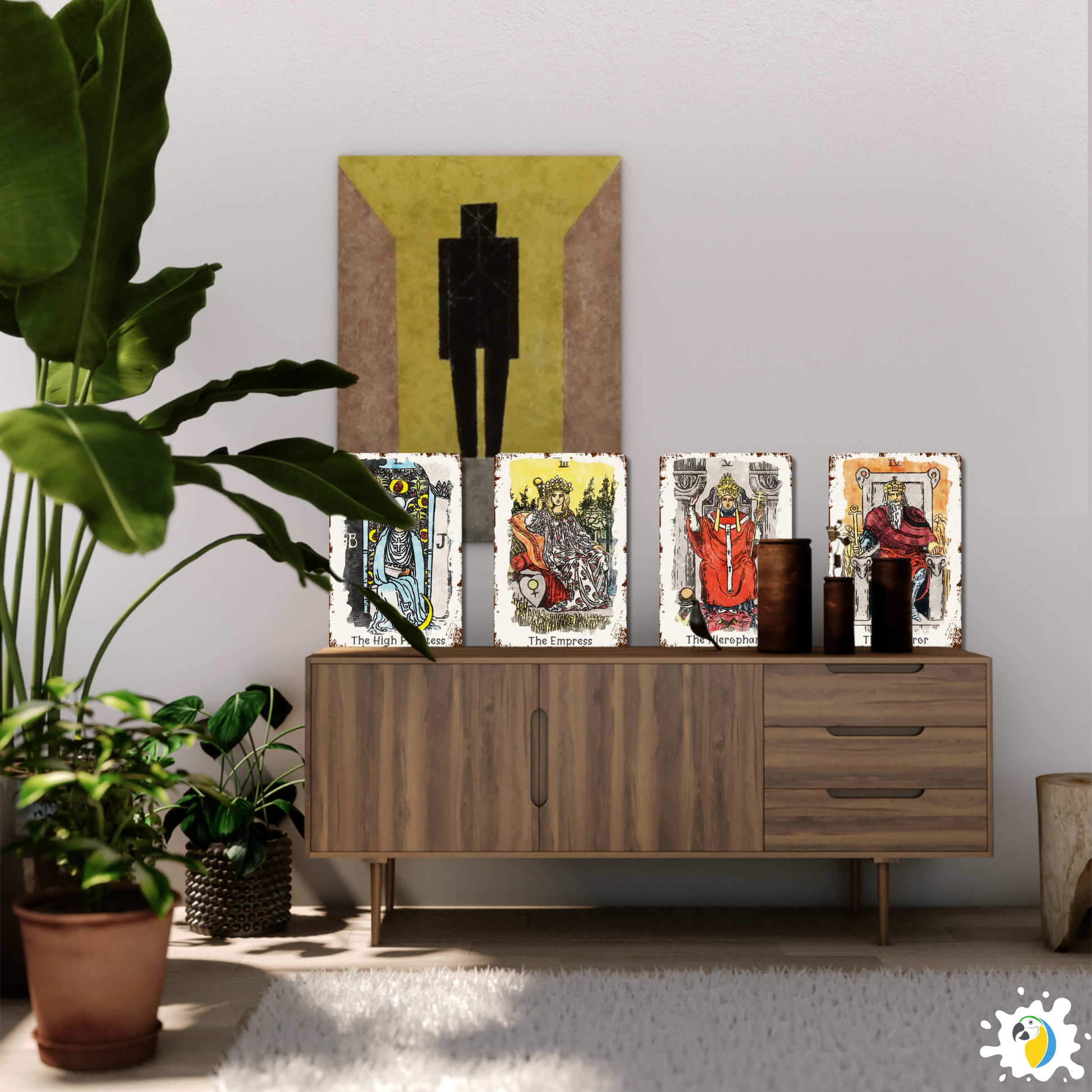 Tin Sign Of The Emperor Tarot Card • Major Arcana 4 Vintage Tinplate Painting • Papagaio Studio Shop