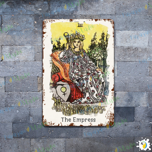 Tin Sign Of The Empress Tarot Card • Major Arcana 3 Vintage Tinplate Painting • Papagaio Studio Shop