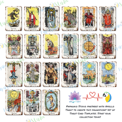 Tin Sign Of The World Tarot Card • Major Arcana 21 Vintage Tinplate Painting • Papagaio Studio Shop
