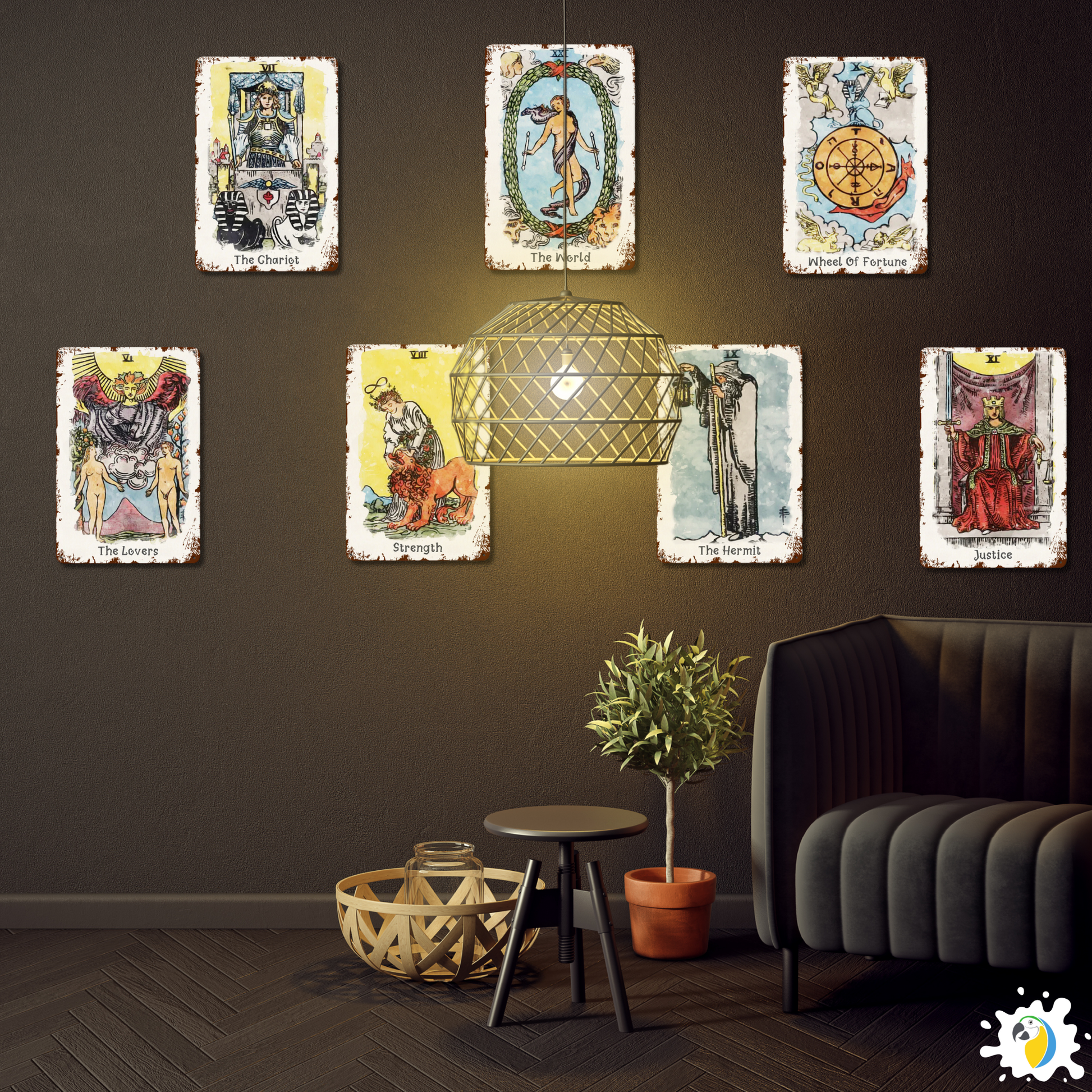 Tin Sign Of The World Tarot Card • Major Arcana 21 Vintage Tinplate Painting • Papagaio Studio Shop