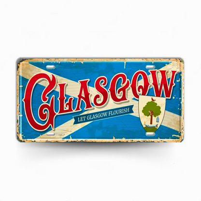 British Landmarks License Plate Decor • UK England Scotland Ireland Wales Tin Signs • United Kingdom City Metal Print • Great Britain Cities & Provinces Decorative Signages • Papagaio Studio Design Shop