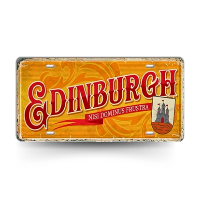 British Landmarks License Plate Decor • UK England Scotland Ireland Wales Tin Signs • United Kingdom City Metal Print • Great Britain Cities & Provinces Decorative Signages • Papagaio Studio Design Shop