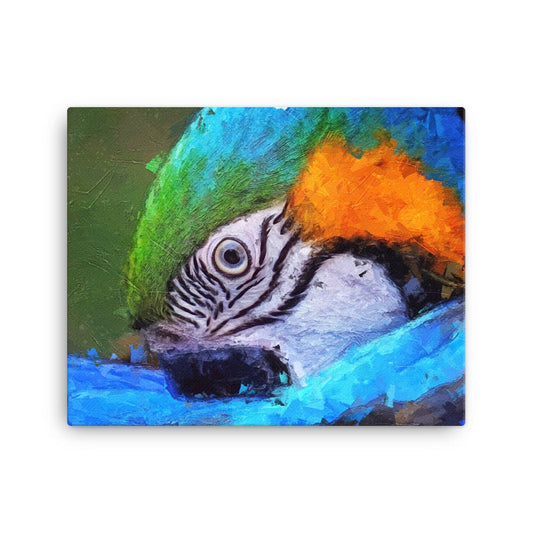Brazilian Impressionist Painting | Macaw Wall-Art Print On Canvas | Gift for Bird Lovers