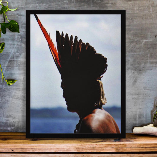 Silhouette Photography Print Of Indigenous Man From The Amazon In Brazil | Photo Paper Unframed Poster
