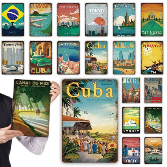 Vintage Travel Posters Metal Signs | Old Style Decor Tin Sign Gift ForTravelers | Plaque Wall Art For Bar, Man Cave, Club, Or Beach House | Leo Inglesi Studio Etsy Shop