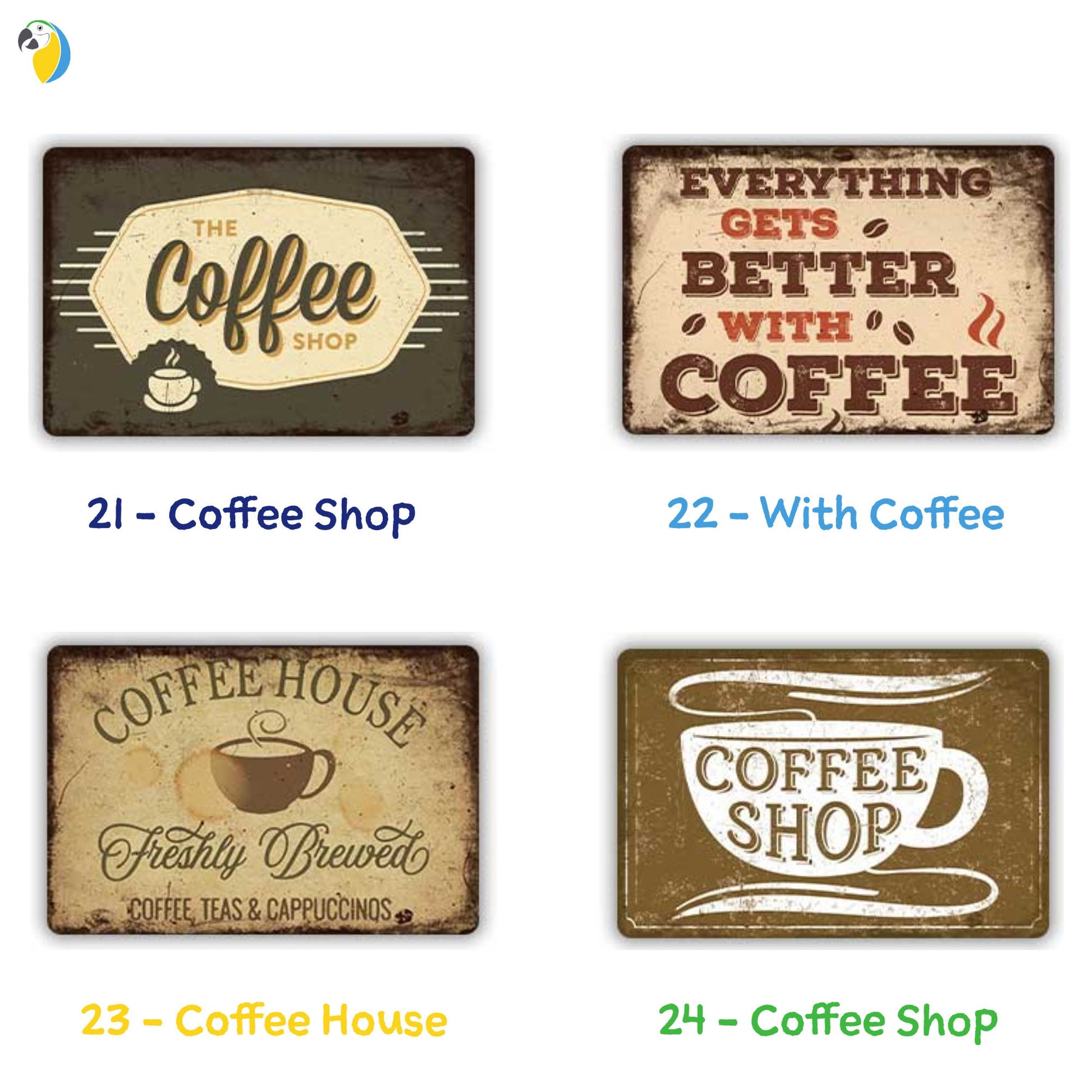 Coffee Shop Vintage Tin Sign | Italian Espresso Retro Metal Sign | Decorative Café Plaque For Kitchen Living Room Coffee Bar Decor | Papagaio Studio Etsy Shop